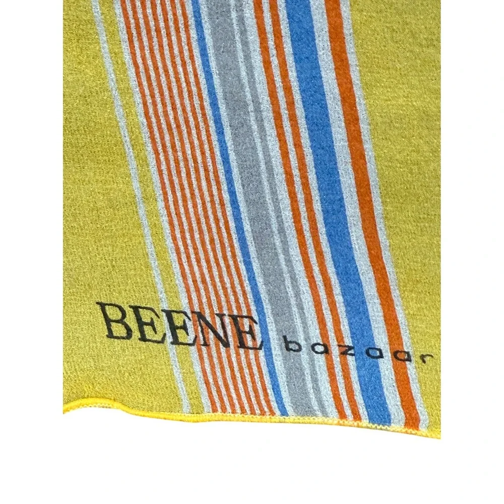 BEENE BAZAAR‎ Yellow Striped Silk Scarf Neck Scarf Bandana Head Scarf